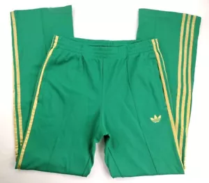Vintage Adidas Pants Men’s Sz Medium Green Gold Trefoil Elastic Drawstring Waist - Picture 1 of 12