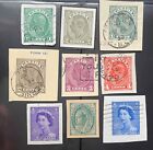 CANADA postage stamps lot of 9 cut corners George Vl. Elizabeth ll Victoria