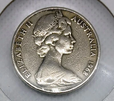 Moneda de 20 centavos Australia 1968 reina Isabel II / Ornitorrinco - Isabel II Foto 1 de 4
