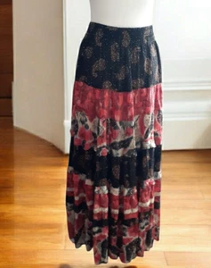 Carole Little Skirt Boho Festival Tiered Broomstick Paisley 14 USA 2 Tiny Flaws - Picture 1 of 21