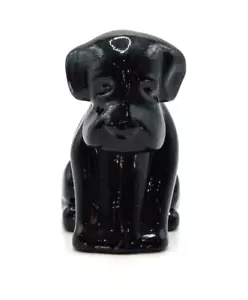 Estatuilla de perro perro perro perro de vidrio Degenhart de colección - negro carbón - 1978 - Imagen 1 de 6