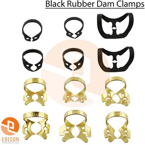 12 Stck. Gold & Schwarz Farbcodiert Dental Gummi Dam Brinker Klemmen Gewebe Retraktor - Bild 1 von 3