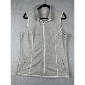 Quacker Factory Grey Sleeveless Jersey w/Rhinestone Zipper Top Women's Size M - Picture 1 of 10