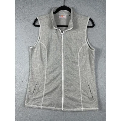 Quacker Factory Grey Sleeveless Jersey w/Rhinestone Zipper Top Women's Size M - Image 1 of 4