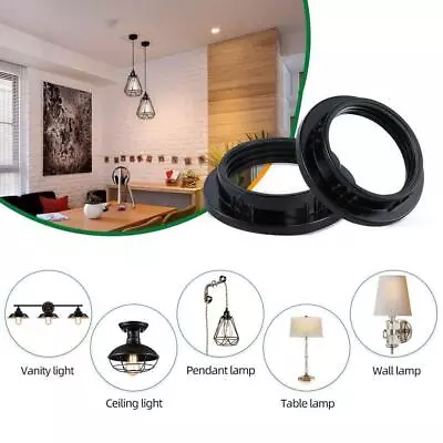 Black or White Light Shade Collar Adaptor E27 / E14 Bulb Lamp US Holder W4Q6 - Image 1 of 4