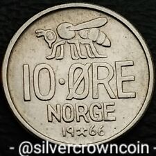 Norway 10 Ore 1966. KM#411. Dime. Ten Cents coin. Olav V. Norge. Honey 🐝 Bee.