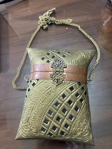 Vintage seltene Messing und Kupfer Klapp Kissen Geldbörse 1930er verziert Nachlass Fund Regency - Bild 1 von 11