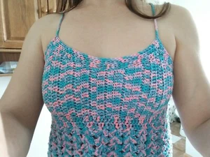Handmade women's crochet tank top baby doll size small multicolored - Picture 1 of 6