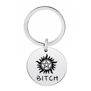 Supernatural Pendant Keychain Sun Star Symbol Key Rings Silver Chain Gifts