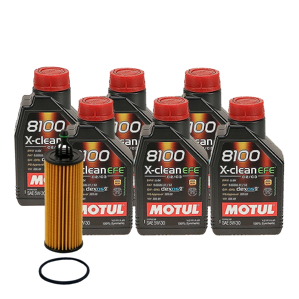 Kit de troca de óleo do motor 6L Motul 8100 X-CLEAN EFE 5W30 Wix filtro API SN - Imagem 1 de 1