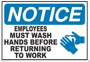 Notice Employees Must Wash Hands Work Safety Business Sign Decal Sticker D338 - Picture 1 of 1