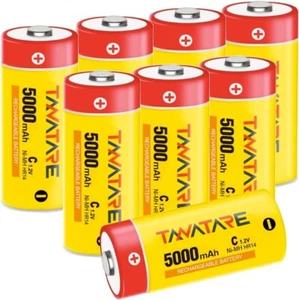 8 Pack C Rechargeable Batteries 5000mAh High Capacity 1.2V NiMH C Size Batteries - Picture 1 of 7