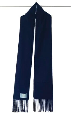 COACH Negro 100% Cachemira Acogedor Suave Flecos Largo Envolvente Bufanda 80" x 12.5" EXCELENTE Foto 1 de 4