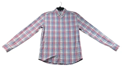 Camisa feminina Sonoma com botões tamanho pequeno rosa azul xadrez manga longa bolso - Imagem 1 de 4