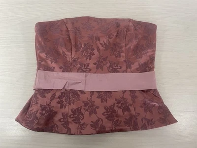 Coast Corset Top Silk Belt Embroidered Flower Occasion Party Boned Size 14 Pink - Image 1 of 4