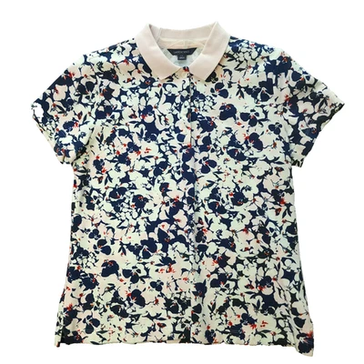 Lands’ End Women's Floral Polo Multicolor Short Sleeve Petite Small 6-8 - Image 1 of 4