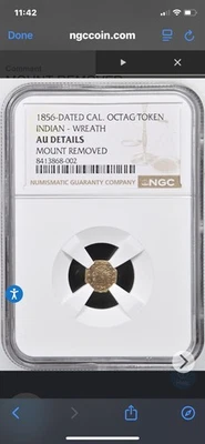 1856 Cali Fractional Indian Wreath Gold - Image 1 of 4