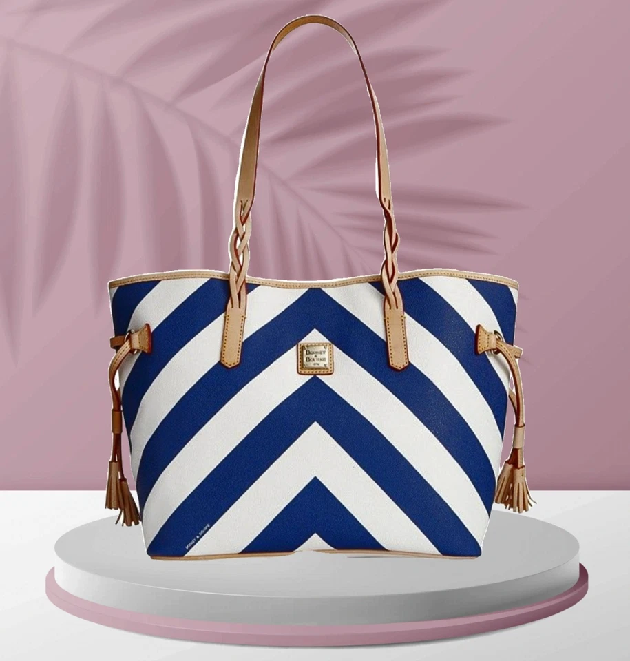 Bolso de Mano Bailey DOONEY & BOURKE Blanco Marino Chevron Zigzag Flecos Acento Foto 1 de 4