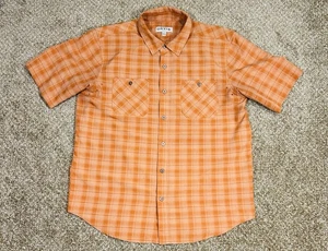 Orvis Uomo Arancione Plaid Collezione Classica Bottoni Manica Corta Ventilata Large - Foto 1 di 12