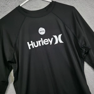 Camicia Hurley Rash Guard donna L nera manica raglan UPF 50+ spiaggia surf - Foto 1 di 9