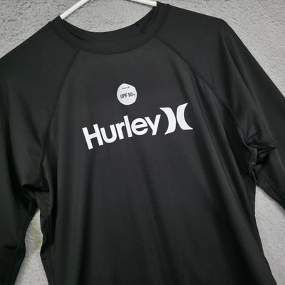 Hurley Rash Guard Shirt Womens L Black Raglan Sleeve UPF 50+ Beach Surfing - Image 1 of 4