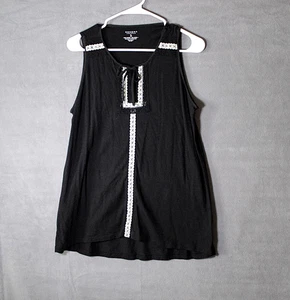 Sonoma Life + Style Women’s Sleeveless Top Large Black White Boho Tank Shirt L - Picture 1 of 8