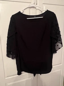 Shein Damen Bluse Größe L schwarz Cape Ärmel mit Akzenten am Ärmel - Bild 1 von 3