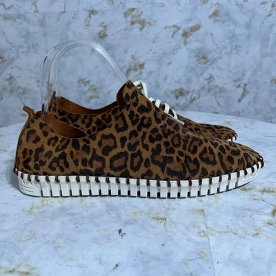 Eric Michael 38 Womens Sz 7.5 Shoes Brown White Leopard Comfort Fashion Sneakers - Image 1 of 4