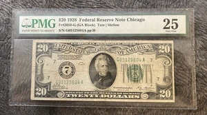 1928 $20 Chicago Federal Reserve Note PMG 25 - Picture 1 of 2