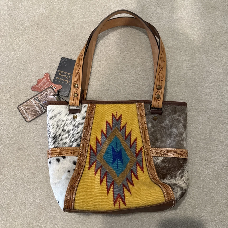 American Darling Leather Tote Purse Western Handbag ADBG617B w/ Tags Great - Image 1 of 4