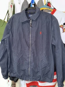 Polo Ralph Lauren Men’s Medium Navy Blue Canvas Coach’s Zip-Up Jacket - Picture 1 of 9