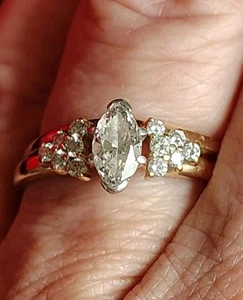 Vintage 14k Gelbgold Diamant Hochzeit und Wickel Verlobungsring Größe 8 - Bild 1 von 10