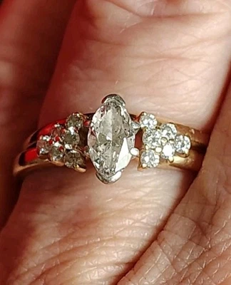 Vintage 14k Yellow Gold Diamond Wedding And Wrap Engagement Ring Size 8 - Image 1 of 4