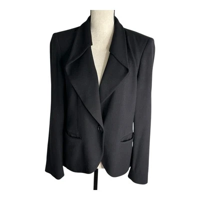 Lafayette 148 New York Wool Blend Blazer Size 10 Black Casual Single Button - Image 1 of 4