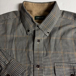 Camisa informal Orvis para hombre XL marrón pata de gallo con botones manga larga - Imagen 1 de 11