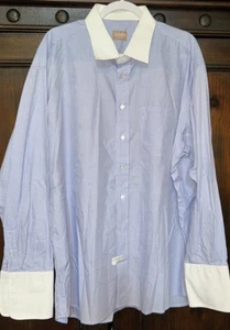 Gitman Bros blau kariertes französisches Bündchen LS Buttondown Hemd 18,5 35 - Bild 1 von 7