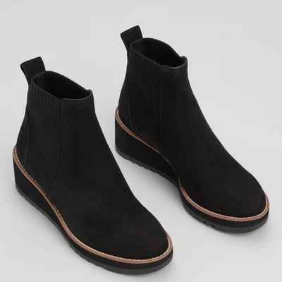 Botín Eileen Fisher Lilou Nubuck y Tejido Elástico Reciclado en Negro Talla 10 Foto 1 de 4