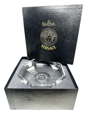 12" Versace Treasury Rosenthal Crystal Large Octagonal Footed Glass Bowl Medusa - Image 1 of 2