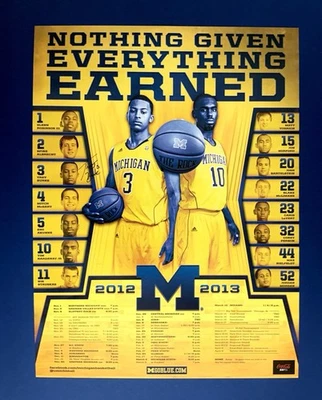 Pôster autografado 2012 2013 calendário basquete Michigan Wolverines Trey Burke - Imagem 1 de 3