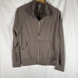 Lulu-B  Full Zip Mock Collar Women’s XL Taupe Knit Jacket Activewear - Picture 1 of 9
