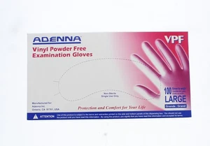 Adenna VPF Vinyl Powder Free Exam Gloves VPF236 Large - Picture 1 of 3