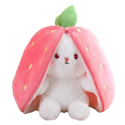 Erdbeeren Hase Plüschtier Stofftier 25cm Kuscheltier Plüsch Figur Spielzeug Kind - Bild 1 von 4