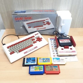 Nintendo Family Basic with box,  Japanese Famicom console, Character Map 5 Games