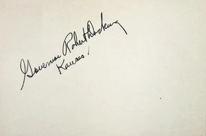 Gouverneur Robert Docking signed Autogramm 4x6 Karteikarte 38. Gouverneur von KANSAS - Bild 1 von 6