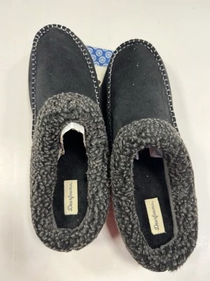 ¡NUEVO! Zapatillas Dearfoams Para Hombre Microgamuza Mocasín Zapatos Negros Talla 13-14 Foto 1 de 2