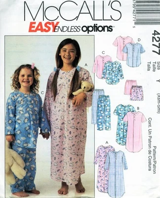 Child's 2-6 PAJAMAS, Nightshirt & Gown McCall's 4277 UNCUT Sewing Pattern ©2003 - Image 1 of 3
