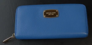 Portafoglio Michael Kors Jet Set Continental in pelle Heritage blu - Foto 1 di 8