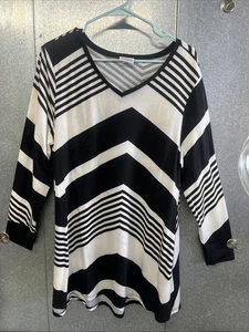 Lularoe Langarm High Low Gr. L schwarz-weiß gestreift  - Bild 1 von 18
