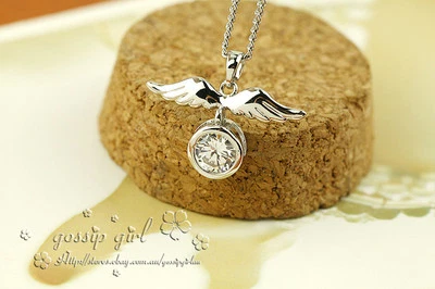 Nuevo Collar Colgante Oro Blanco 18K Relleno Alas de Ángel Brillante Cristal Swarovski Foto 1 de 4