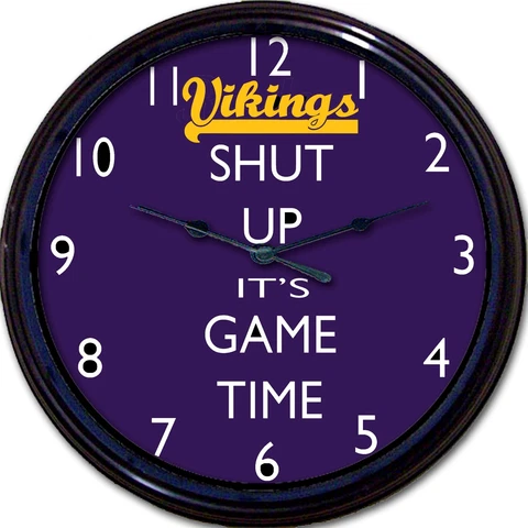 Minnesota Vikings Football Shut Up It's Game Time Wall Clock NFL Man Cave 10" Cover